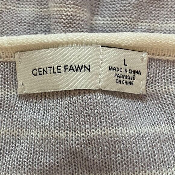 Gentle Fawn Lilac & White Striped Linen-Blend Henley Top – Size L - Picture 3 of 10